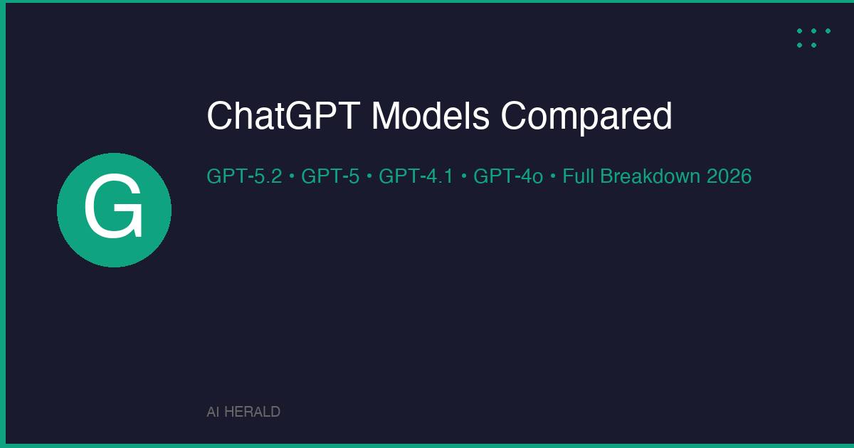 ChatGPT models compared - GPT-5.2 GPT-5 GPT-4.1 GPT-4o comparison chart and pricing breakdown for 2026
